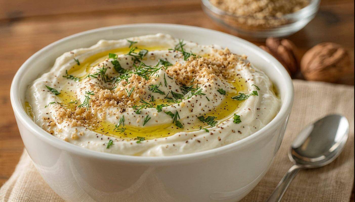 Ντιπ γαλοτυριού με μυρωδικά και καρύδια