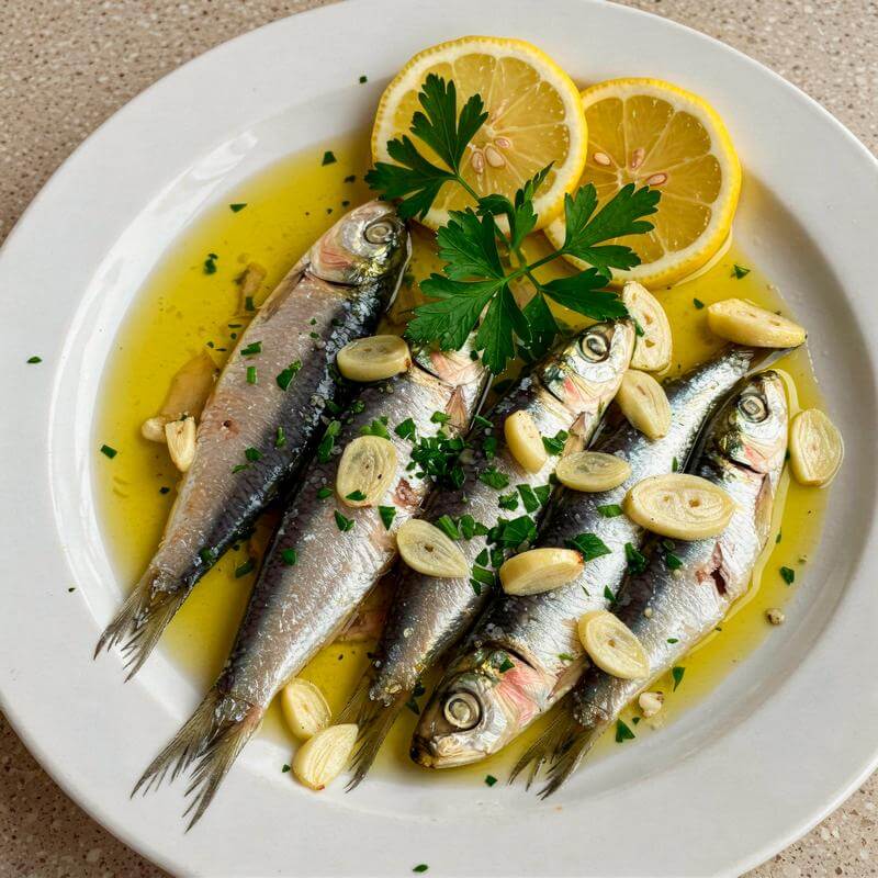 Σαρδέλα Πρέβεζας με λεμόνι μαϊντανό και σκόρδο